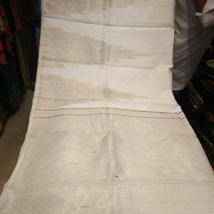 White and gold Temple border Handloom Matka Silk saree